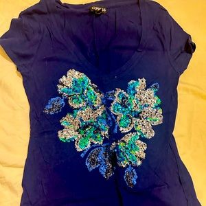 Express blue sequin T-shirt